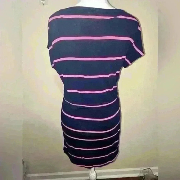 J.Crew Dress Short Sleeve Scoop Neck  Blue & Pink Stripe Drawstring Belt Size XS - Picture 3 of 5